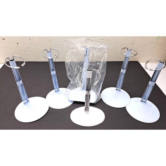 Vintage Metal Doll Stands Lot Of 6 Adjustable Holders Crafts Display Decor Bears - Picture 2 of 6